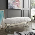 Comfortcorrect Colin Faux Fur X-Leg Chrome Base Bench - White CO2625073